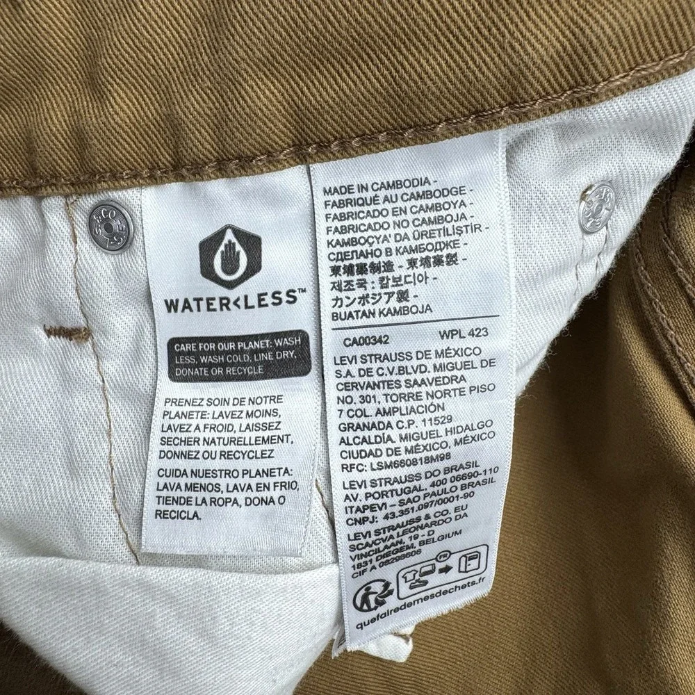 Levis 513 Jeans Mens Sz 29x32 Brown Khaki Straight Leg Slim Fit‎ Stretch